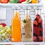 Gusto [50 oz - 4 Carafe avec lis, base carrée de grande capacité - Pitcher clair avec couvercle en forme de glissade, contenants de jus de pourriture facile avec lids, lavage à la main seulement - Parfait pour Mimosa Bar