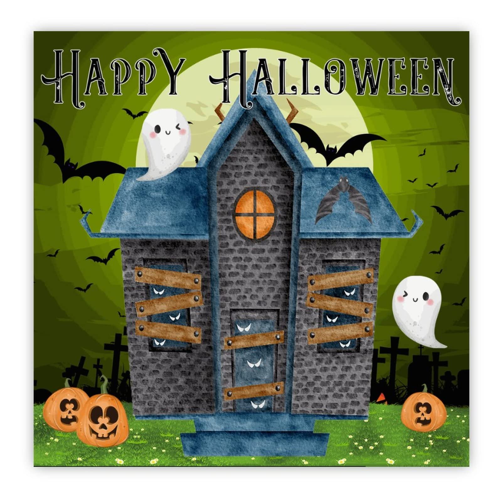 Panneau bois Halloween citrouille fantôme 30cm déco suspendre
