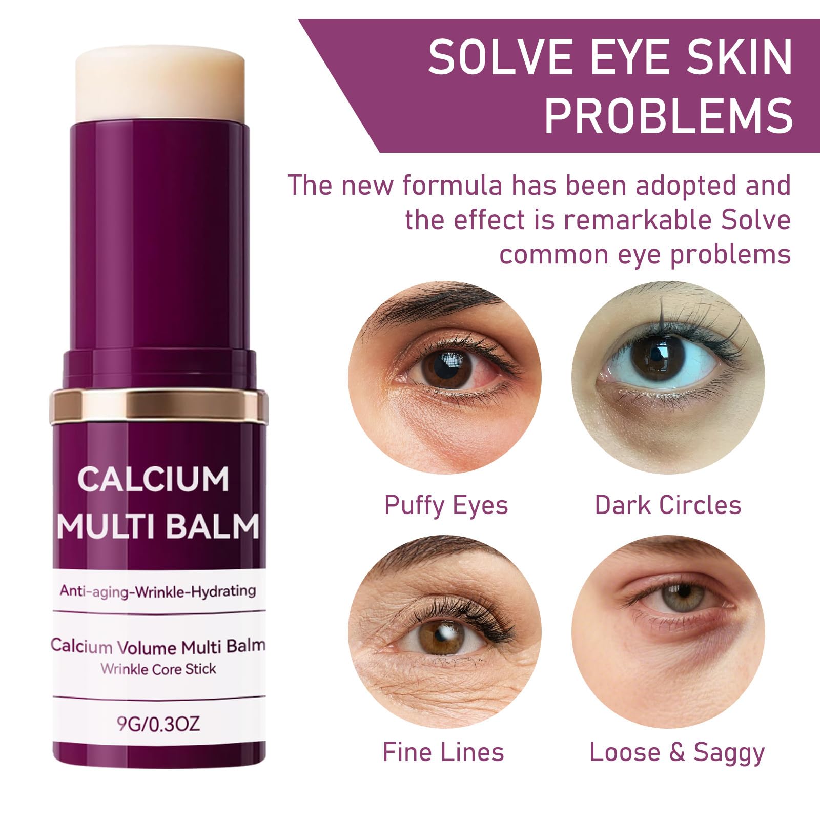 Calcium Multi Balm,Anti-Aging Wrinkle Core Stick,Collagen Moisturizing Stick,Hydrating Calcium Volume Multi Balm – Adatto per il collo degli occhi, Portable Daily Use Wrinkle Reducing Balm (5 pezzi)