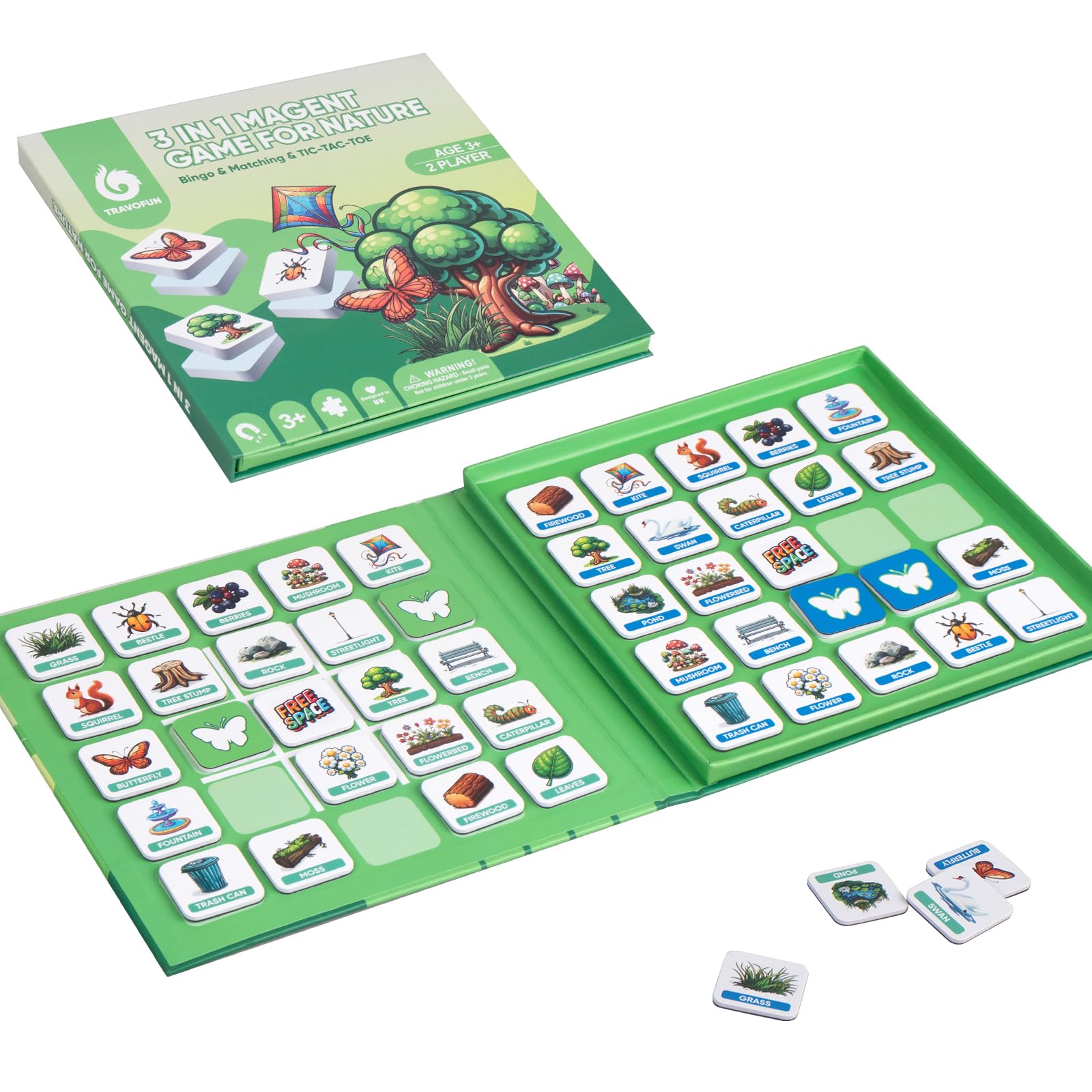 Magnetic Memory Matching Games for Toddlers Ages 3+, Travel Games for Kids, Fun Educational Toys for Nature & Road Trips