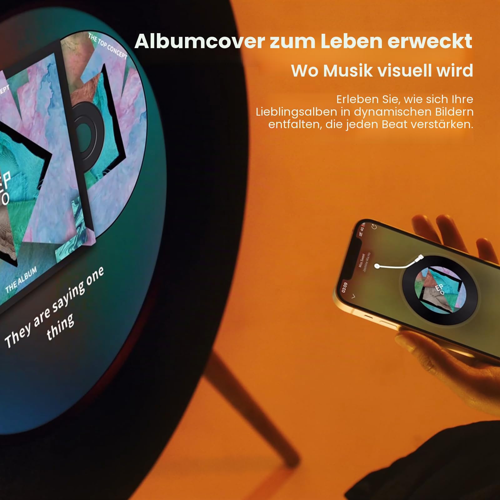 Record R1 preisgekrönter Vinyl-Bluetooth-Lautsprecher, 54,6 cm (21,5 Zoll) Display mit dynamischen Liedtexten & Albumkunst, 2.1 Hi-Fi Stereo von Jamo, Wi-Fi & BT 5.1