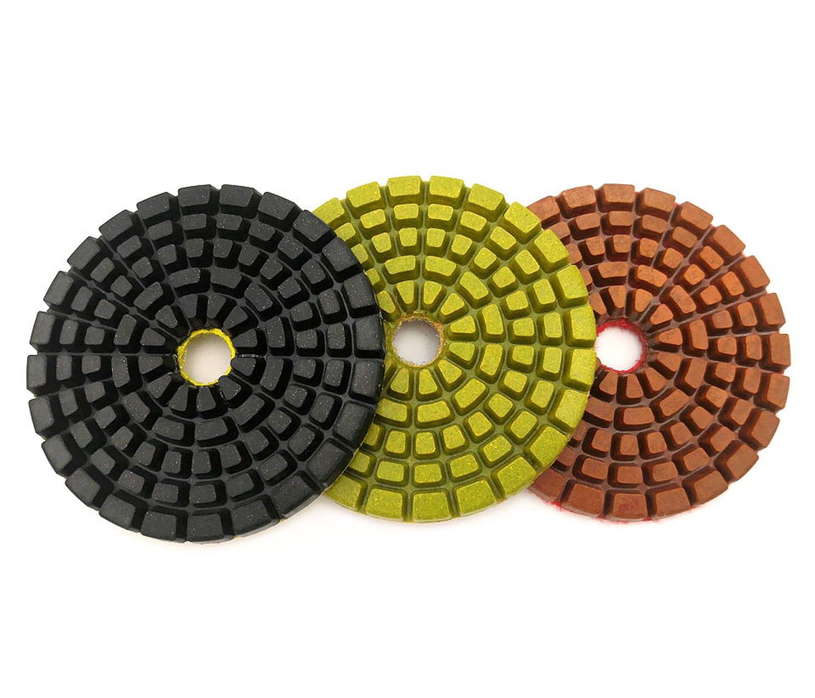 Almohadillas pulidoras de diamante, Juego de 7 almohadillas de pulido de diamante de 4 pulgadas for suelos de hormigón, mármol, espesor de 6 mm, discos de pulido húmedo, piedra de pulido LW03(500)