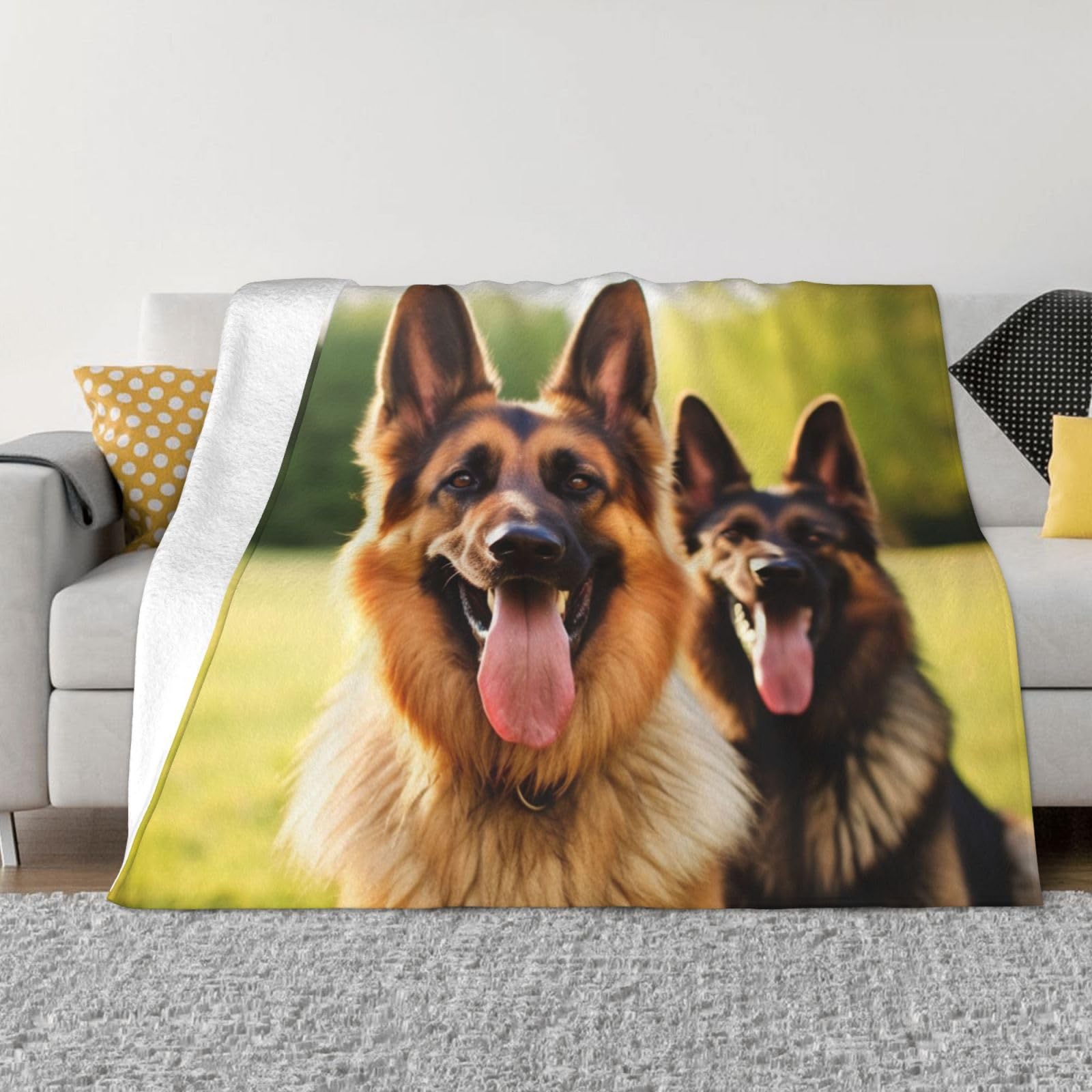 Plaid de salon motif berger allemand | Couverture de lit chaude et douillette