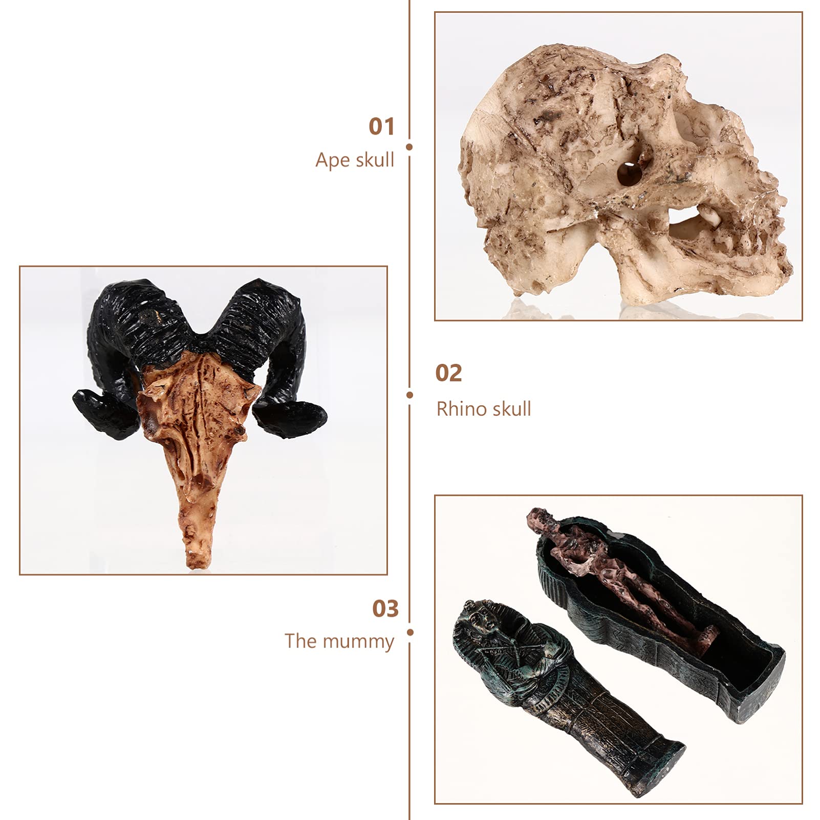 Kisangel 2 Ensembles Décoration De Paysage De Crâne Aquarium Animal De Compagnie Humain Marchandise Accessoires Décorations Maison De Reptiles pour Animaux De Compagnie Réservoir Résine