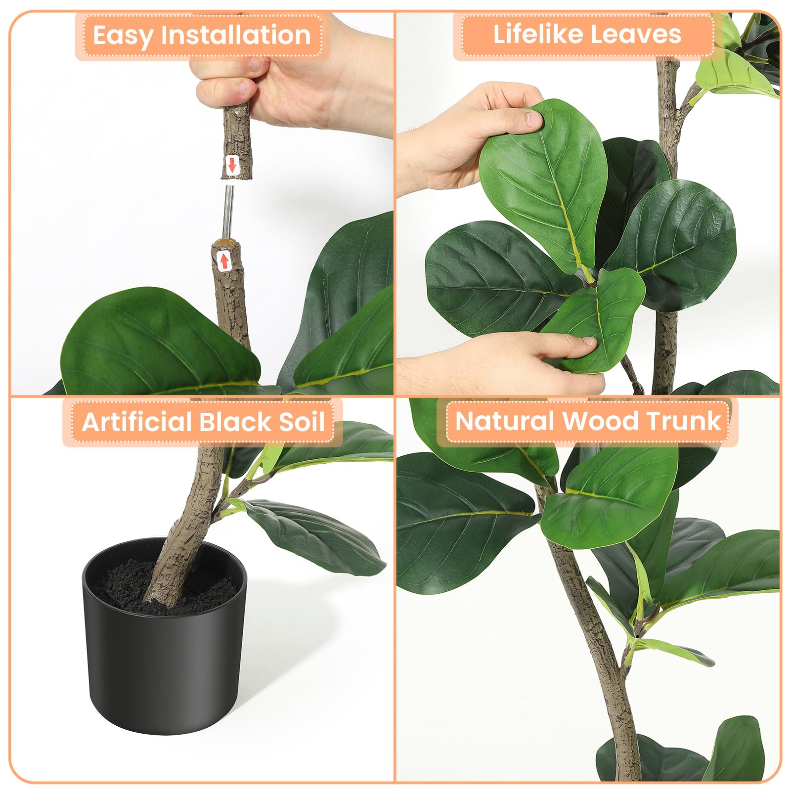 Plante artificielle, figue de violon, 150 cm, plantes artificielles, arbre artificiel