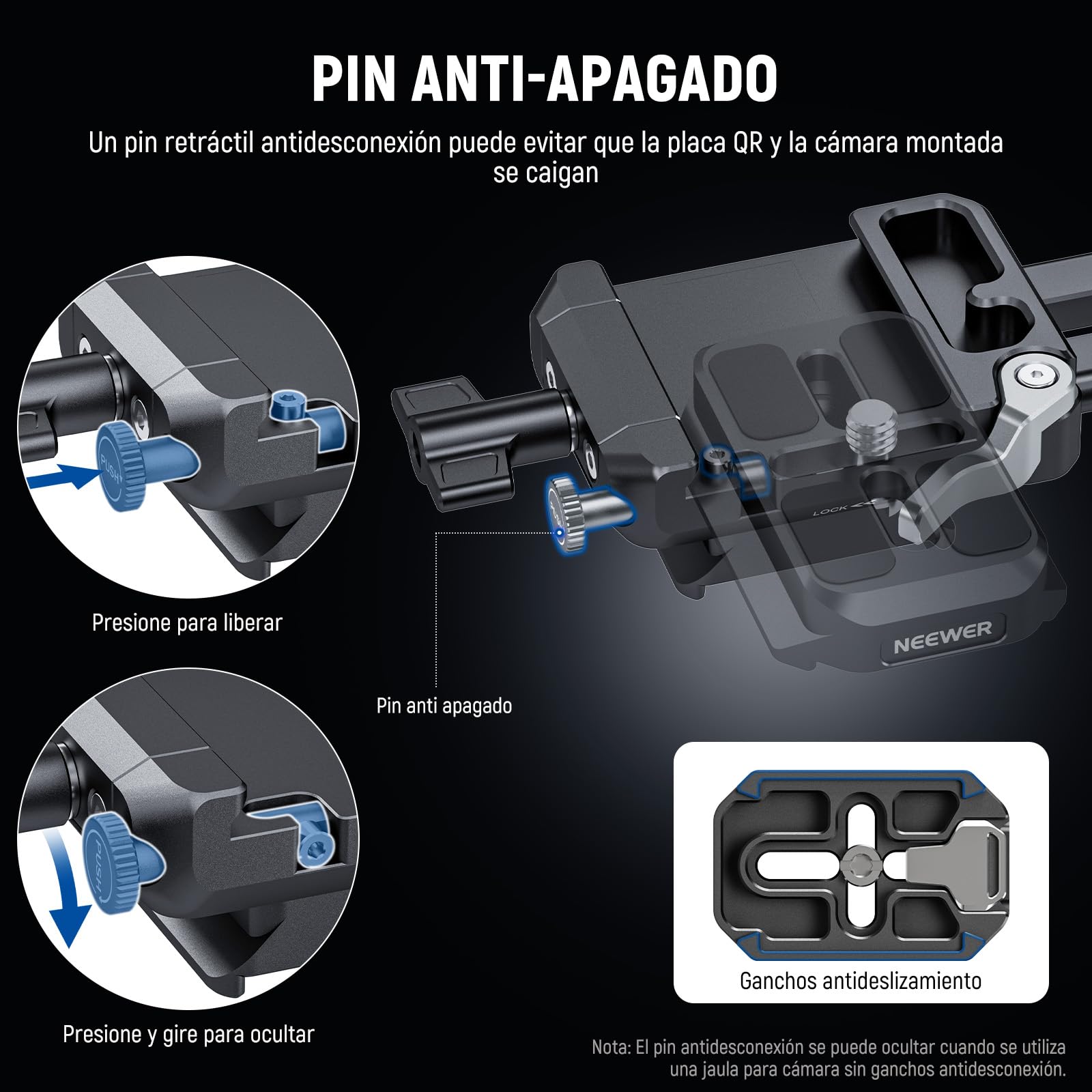NEEWER PS015 Pro V Mount Battery Plate mit Arca Typ Schnellwechselplatte & Reinigungsuch, Faltbarer V Lock Mounting Adapter PS099E Kompatibel mit dji RS4 RS3 Gimbal Camera Cage Video Rig