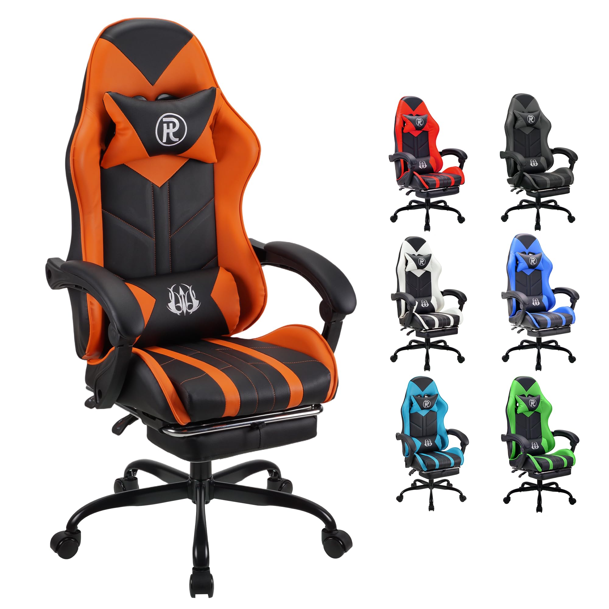 Play haha.Krzesło do gier Krzesło biurowe Krzesło obrotowe Krzesło komputerowe Krzesło do pracy Krzesło biurowe Krzesło ergonomiczne Krzesło wyścigowe Krzesło skórzane (pomarańczowy, Z podnóżkiem)