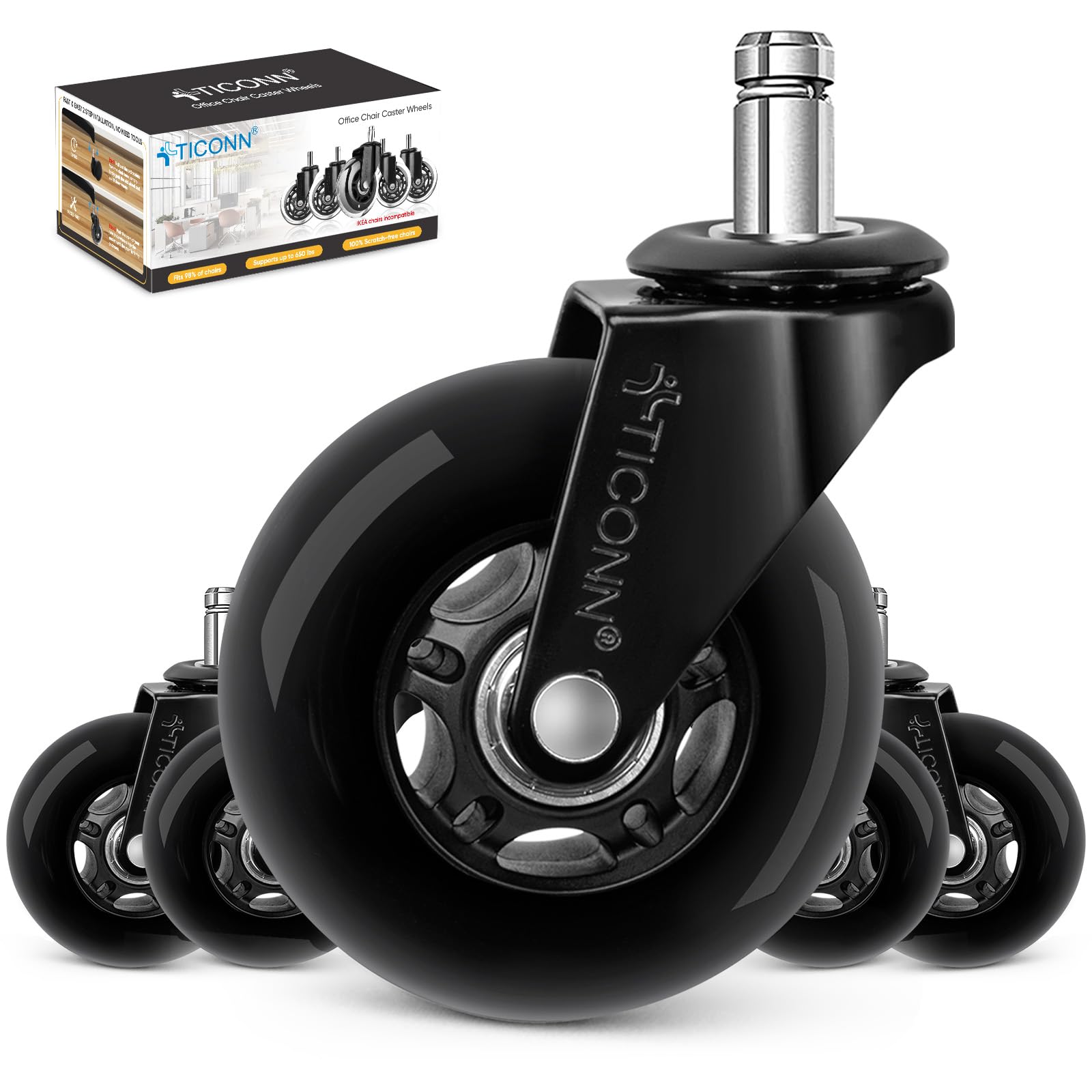 Office Chair Wheels - 3" Caster Set -1 Office Chair Wheels - 3" Caster Set -1