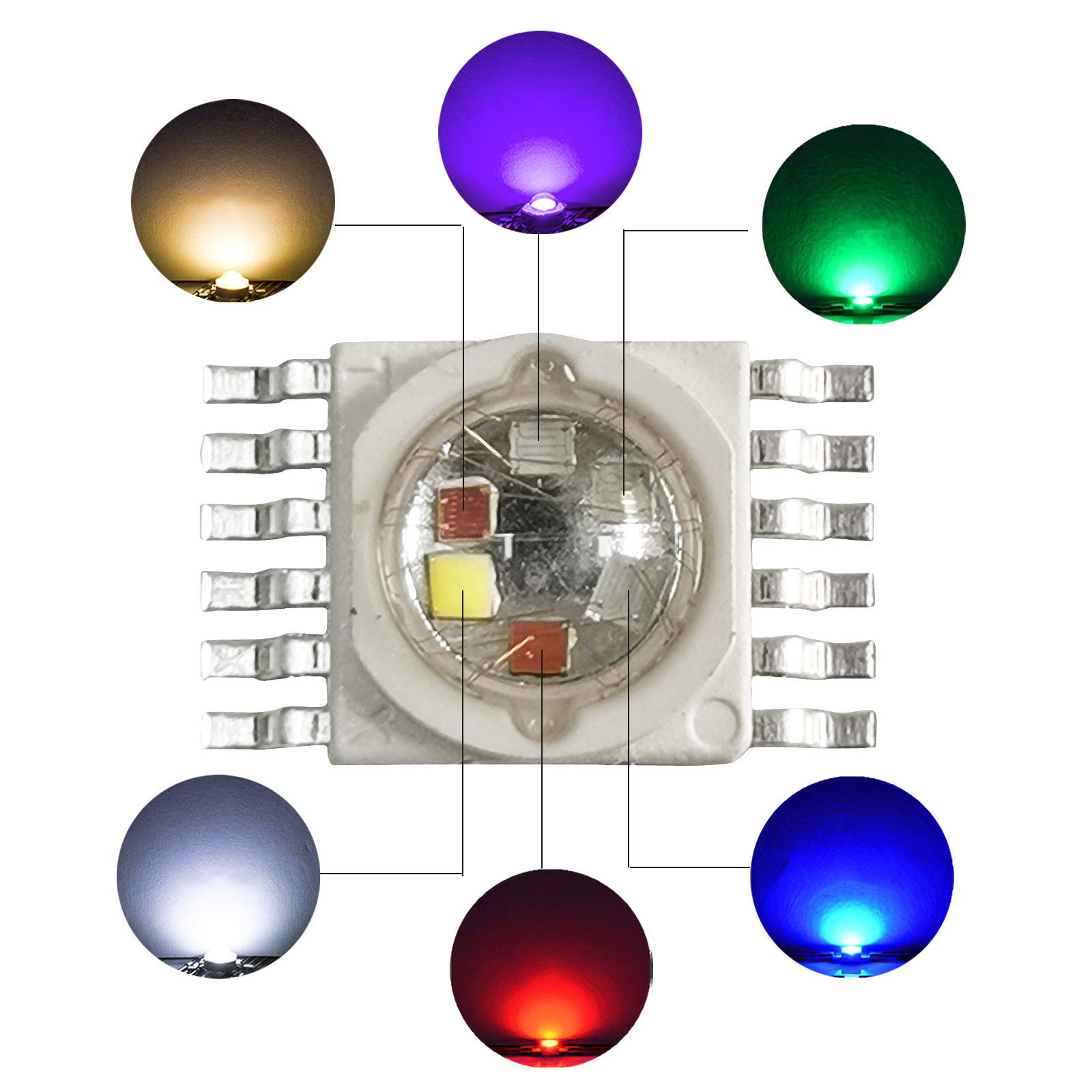 Paquete de 20 Cuentas RGBWA + UV 6IN1 de 15W, Chip y Bombilla de Lámpara para Luces de Escenario