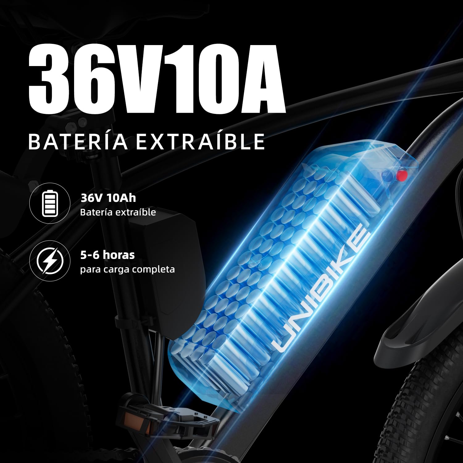 Q7 Bicicleta eléctrica de 66 cm para adultos, 25 km/h 250 W, bicicleta de montaña con rango de 75 km y batería extraíble de 36 V 10 AH, bicicleta eléctrica de 7 velocidades para adultos y