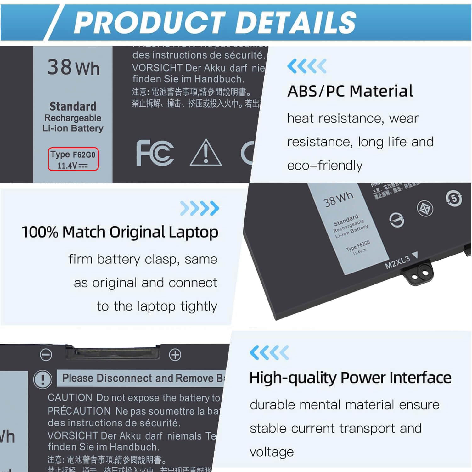 Amazon.com: 38Wh F62G0 Battery for Dell Inspiron 13 7000 7373