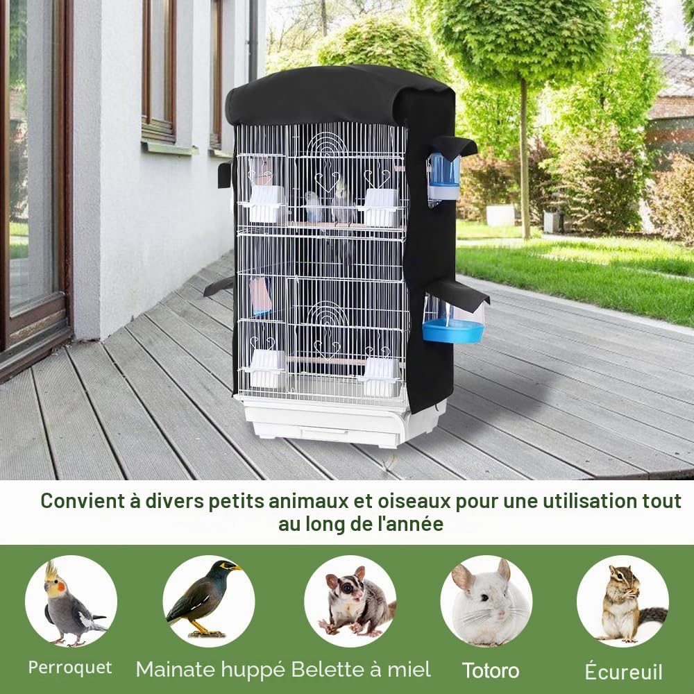 DONGKER Housse de cage à oiseaux, imperméable, avec petit design de fenêtre, 82 x 45 x 34 cm, lavable, avec fermeture éclair, pour oiseaux, perroquets, perruches, aras