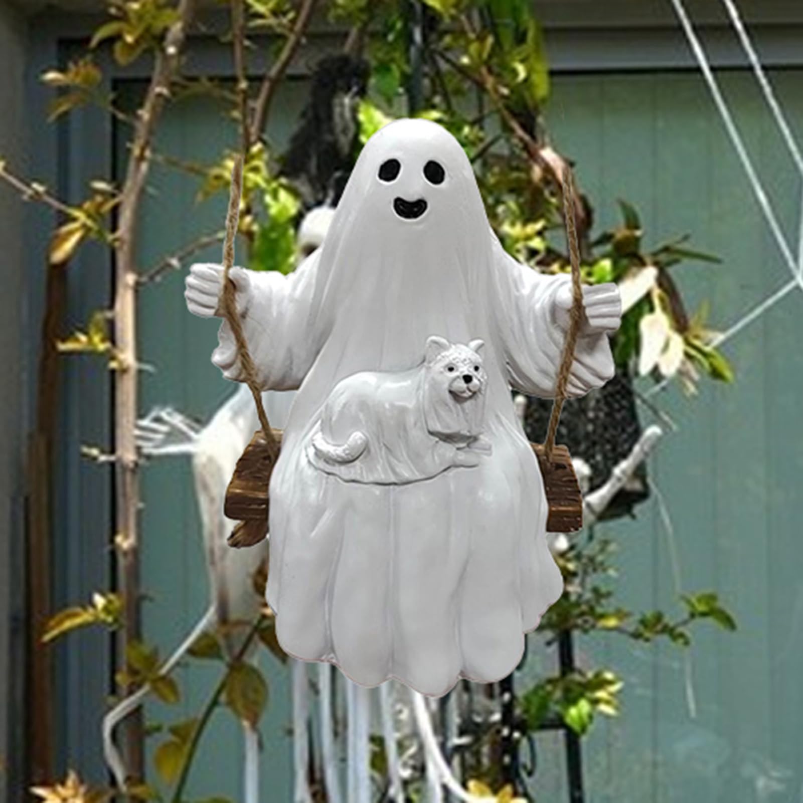 Hoja Fantasma En Un Columpio, Halloween, Inquietante, Granja Vintage, Primitivo, Signo De Arte Rural E Impresión Descarga Digital - España