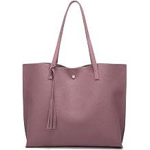 Dreubea Womens Soft Faux Leather Tote Shoulder Bag from, Big Capacity Tassel Handbag