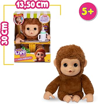 Little Live Pets - Mango, the interactive monkey, 50 interactive sounds and mouth movement, loves tickling and makes joyful sounds when you touch the belly! Packed with LP5000000 accessories