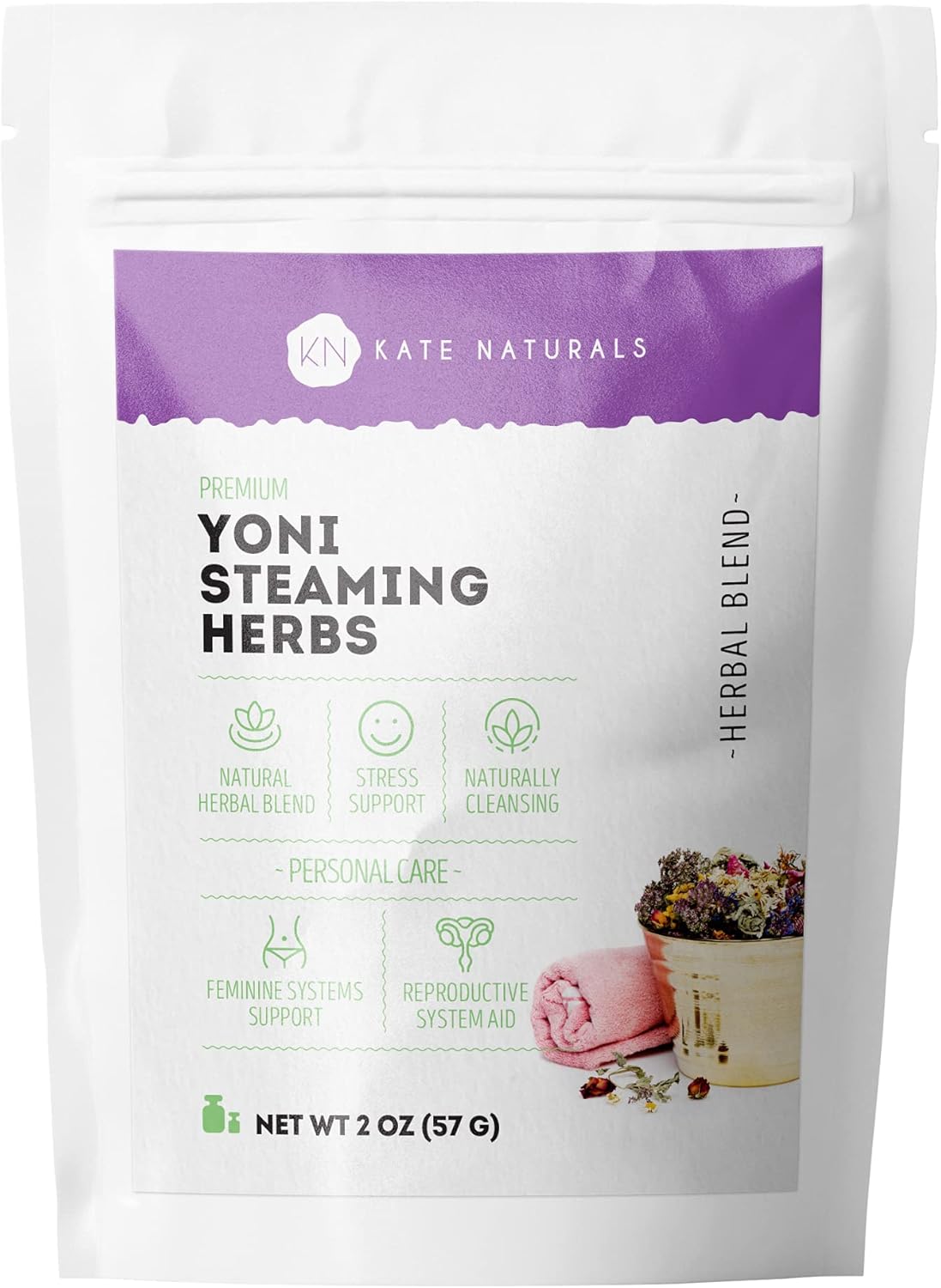 Premium Yoni Steaming Herbs by Kate Naturals. Natural Herbal Blend for Home Spa Care. Floral Blend to Support Feminine & Reproductive Systems. 2 oz. : Health & Household