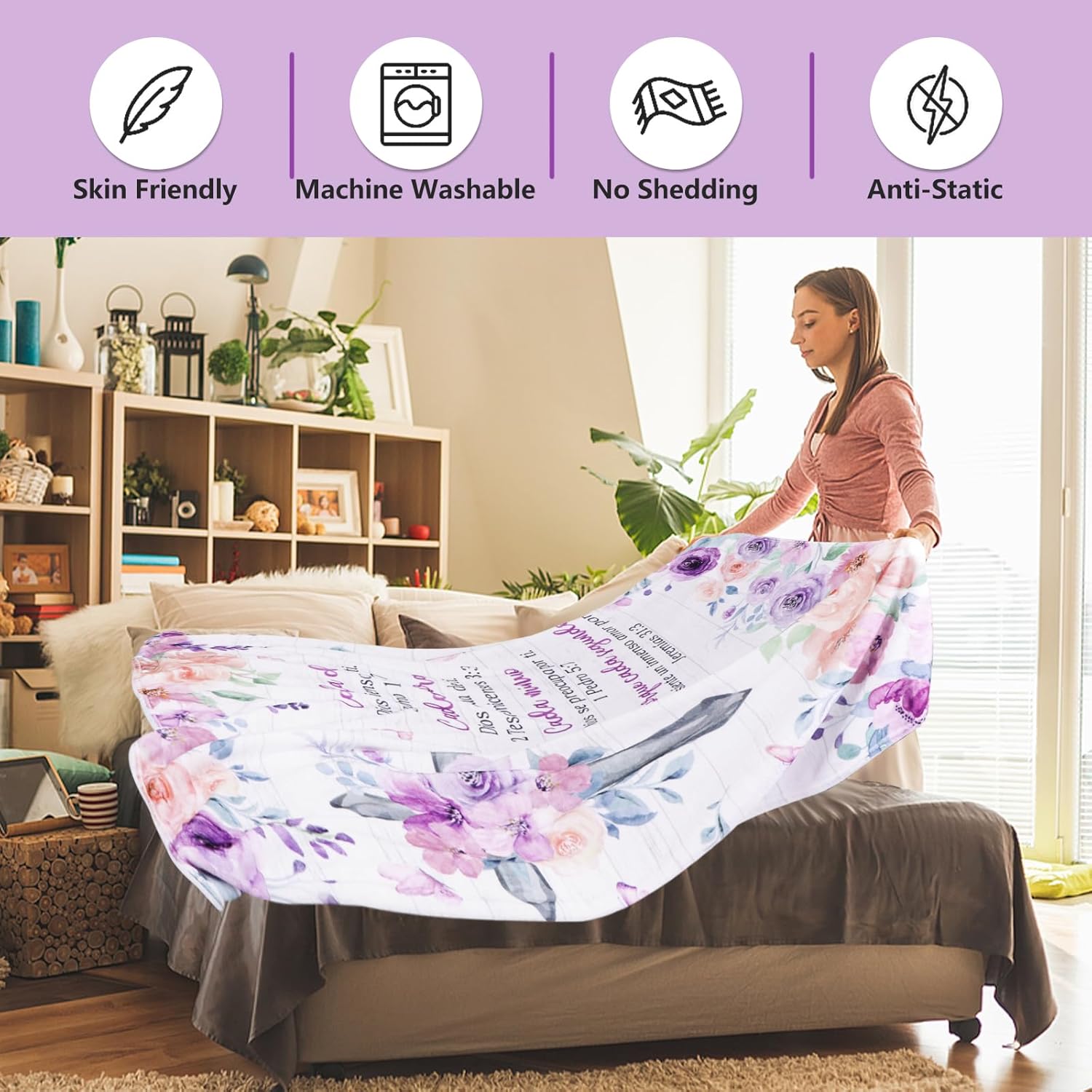 Christmas Spanish Gifts for Women 50"X60" Faith Bible Throw Blanket Regalos Cristianos para Mujeres en e, Religious Gift for Church Teacher Mother Sister Friend Nurse - Image 5