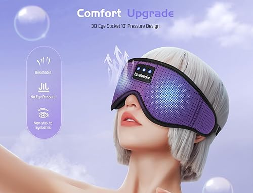 Miniatura 3 de LC-dolida Máscara de dormir con auriculares Bluetooth, máscara de dormir Bluetooth, máscara de ojos 3D para dormir, música para dormir, auriculares