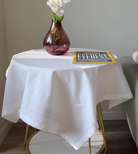Miniatura 3 de Mantel cuadrado pequeño blanco de 30 x 30 pulgadas, mantel con patrón de lino y algodón, lavable, para fiestas, cafeterías, pícnic, comedor,