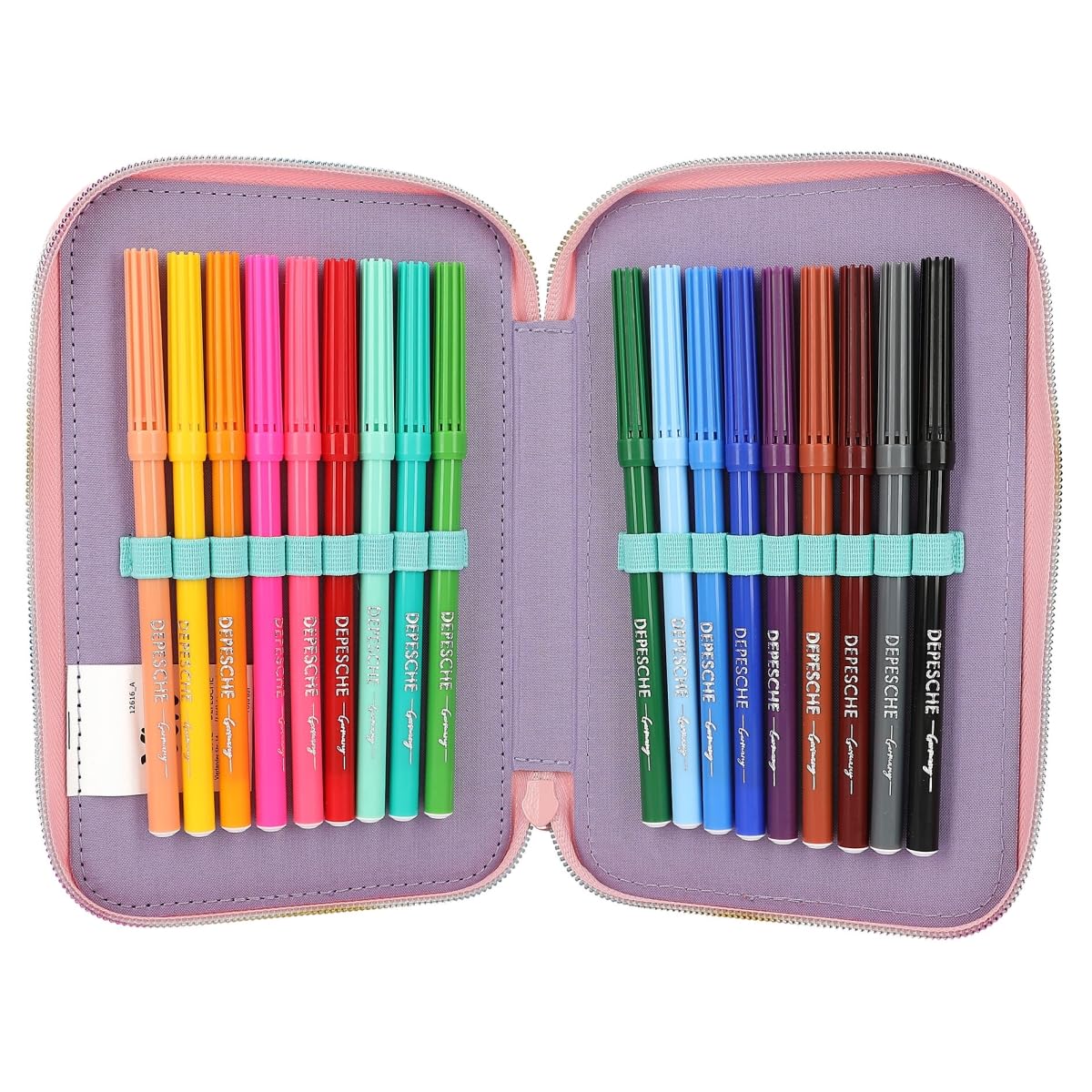 Depesche 12616 Ylvi Rainbow - Gefüllte 3-Fach Federtasche mit Einhorn Motiv und glitzerndem Kugelanhänger, Federmäppchen mit Buntstiften, Lineal, Schere uvm.
