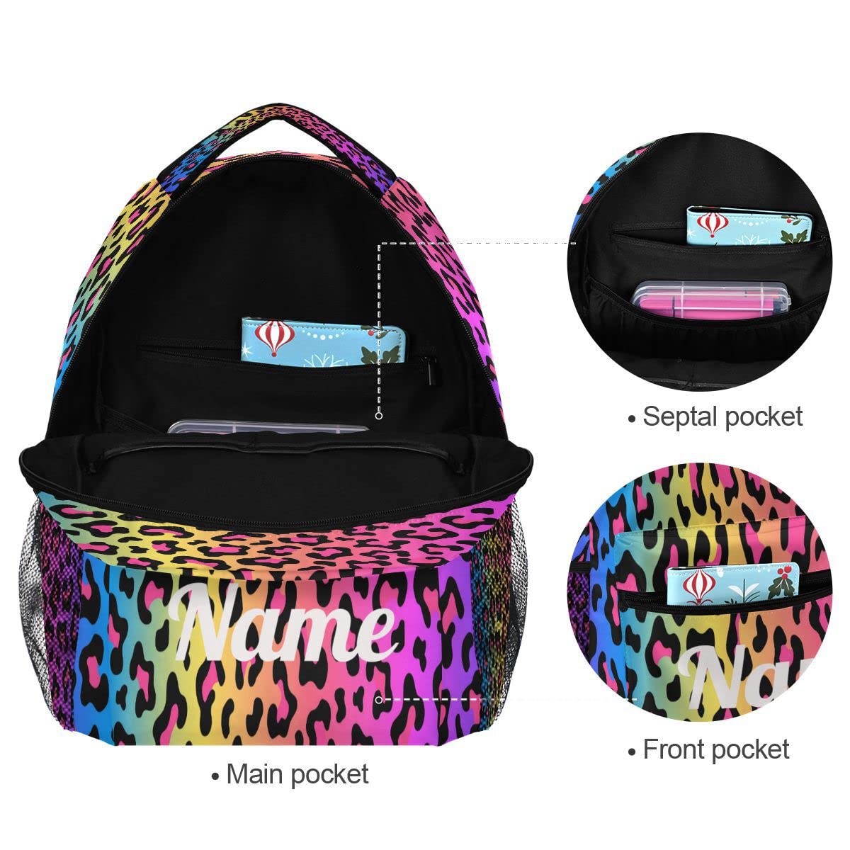 Custom1 - Mochila para niños con texto en inglés "Añade tu nombre", mochila para estudiantes primarias, bolsa para libros para niños y niñas, Personalizado11, talla única