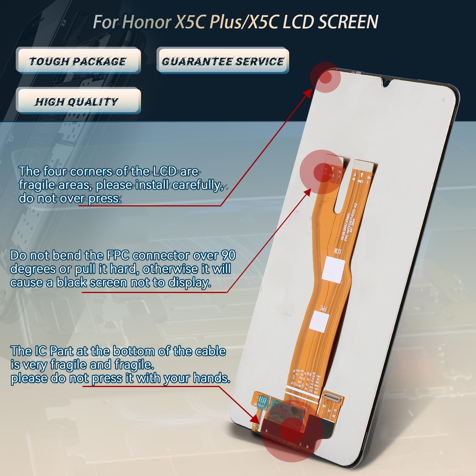 RongZy Écran LCD de rechange pour Honor X5C Plus/X5C avec kit (noir)