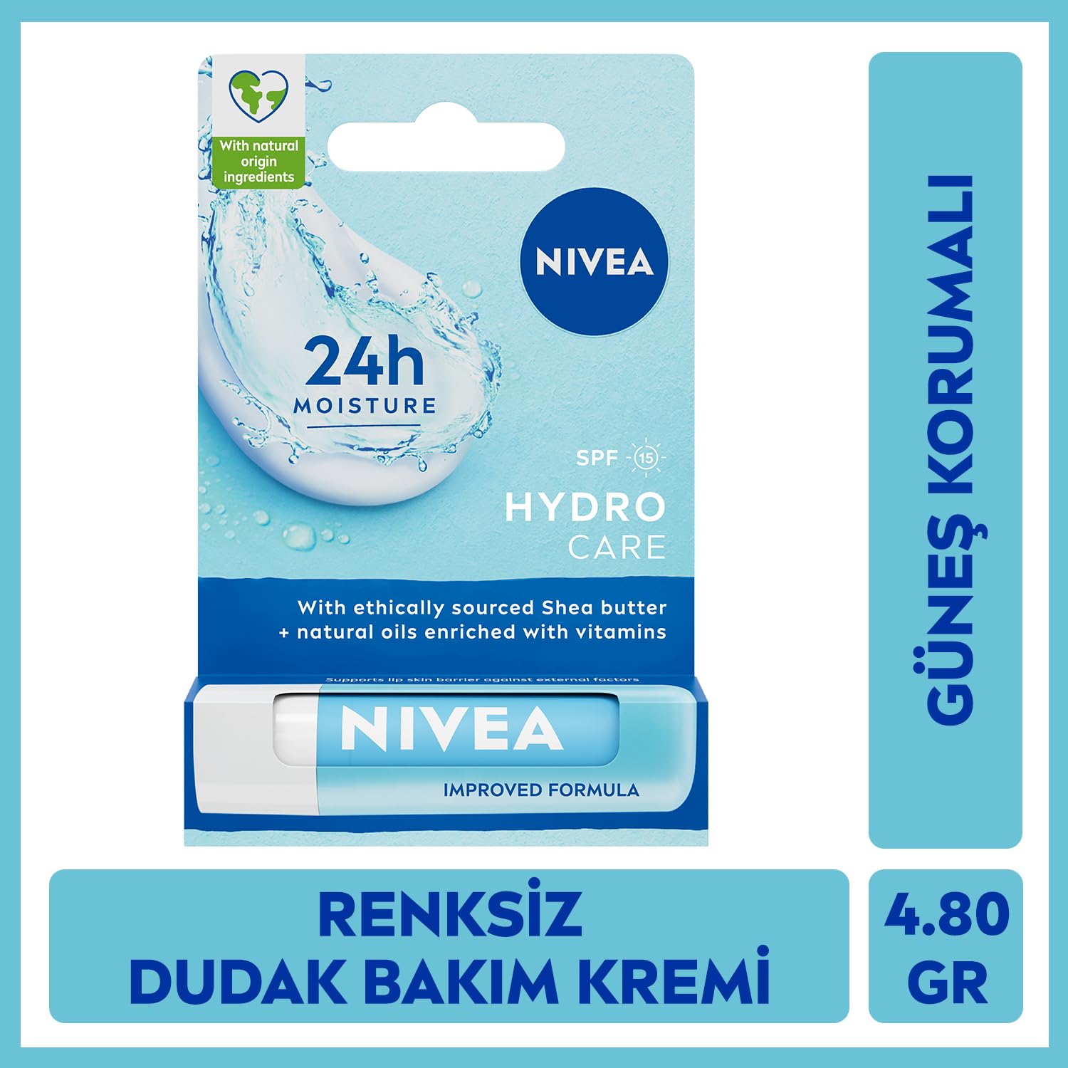NIVEA Med Repair Dudak Bakım Kremi, 24 Saat Nem,Doğal Yağlar,SPF 15 (4,8 ml) + NIVEA Hydro Care Dudak Bakım Kremi, 24 Saat Nem, Aloe Vera, Saf Su ve Doğal Yağlar, SPF 15 (4,8g) X3