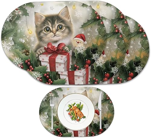 Miniatura 55 de Juego de 6 manteles individuales lavables para mesa de comedor, resistentes al calor, mesa de cocina, decoración del hogar, lavable, ovalada, de