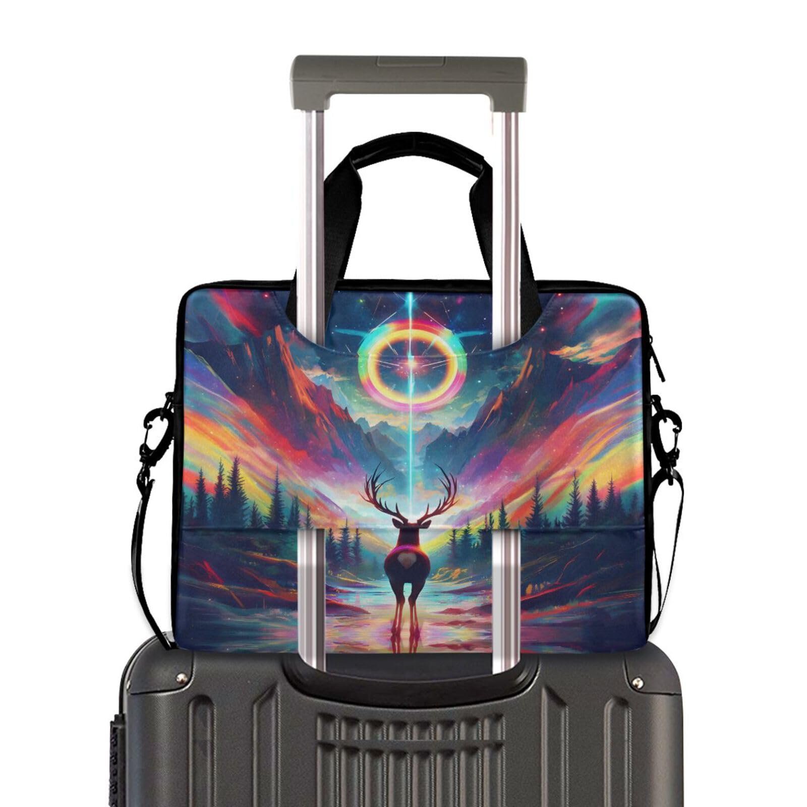 ALAZA Borsa per laptop da 16 15,6 pollici leopardato blu fulmine, borsa per laptop per donne uomini studenti lavoro, borsa a tracolla da viaggio messenger tote case maniche