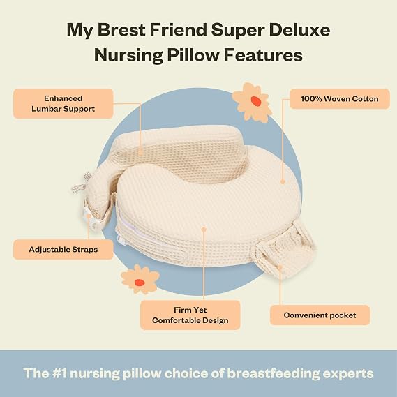 My Brest Friend Super Deluxe Nursing Pillow - 100% Woven Cotton Waffle Knit