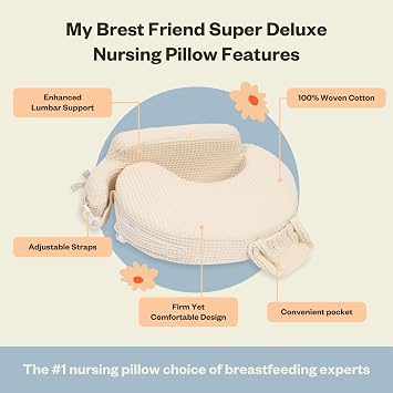 My Brest Friend Super Deluxe Nursing Pillow - 100% Woven Cotton Waffle Knit