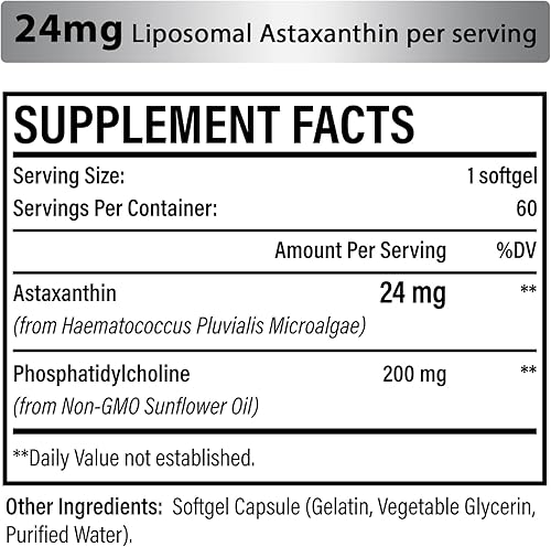 Miniatura 5 de Suplementos de astaxantina liposomal de Osasuna de 24 mg para una mejor absorción, potente suplemento antioxidante para la visión, la piel y la