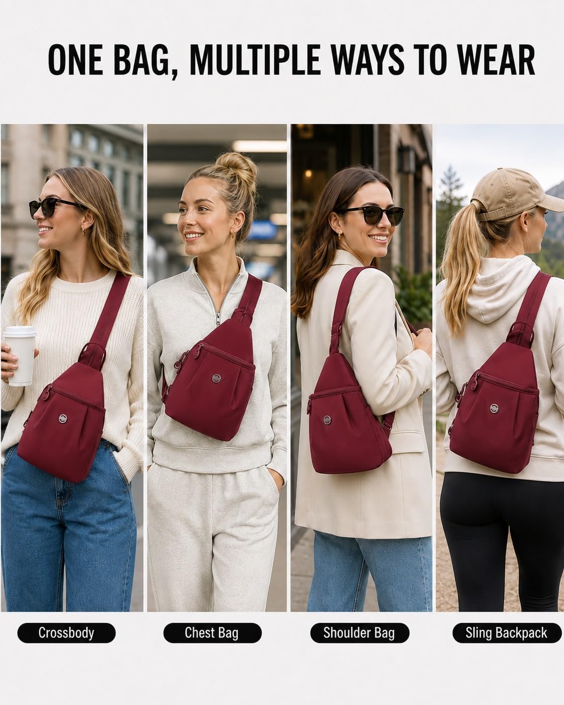 Sling Backpack for Women, Water-Resistant Crossbody Chest Bag for Travel, Work, Gym, Students & Daily Use thumbnail