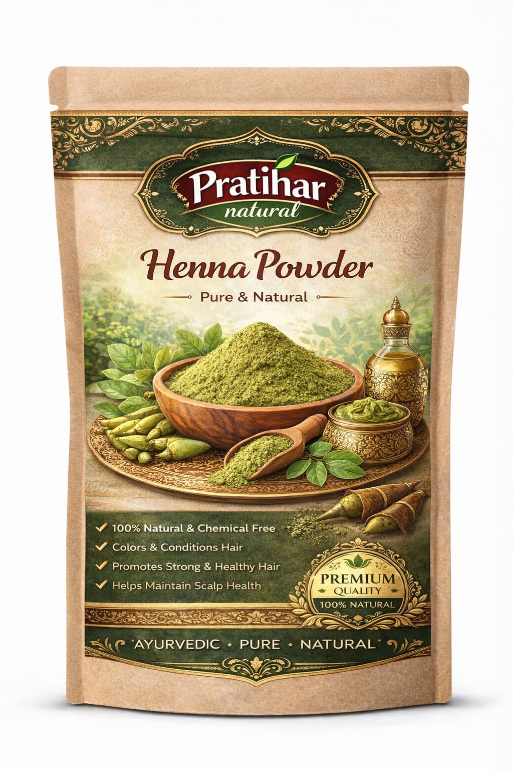 Natural Henna Powder for Hair | 100% Pure Mehndi Powder | Natural Hair Color & Conditioner | Strengthens Hair & Improves Scalp Health | Chemical Free-picture-15