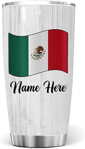 Miniatura 1 de Vaso de acero inoxidable personalizado de 20 onzas, diseño de bandera del orgullo del país, regalo personalizado para mamá mexicana, papá, amigos,