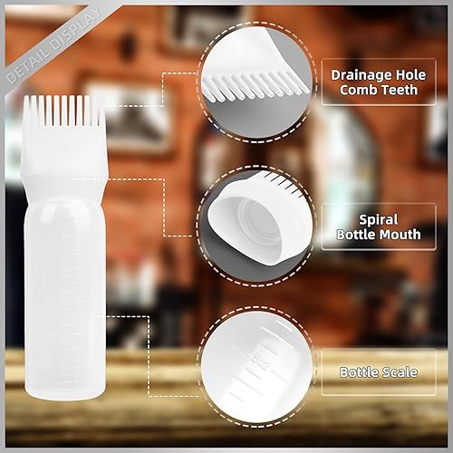 Miniatura 10 de BLAAROOM Paquete de 2 botellas aplicadoras de peine de raíz, aplicador de aceite para el cabello de 6 onzas, herramientas de botella de tinte con
