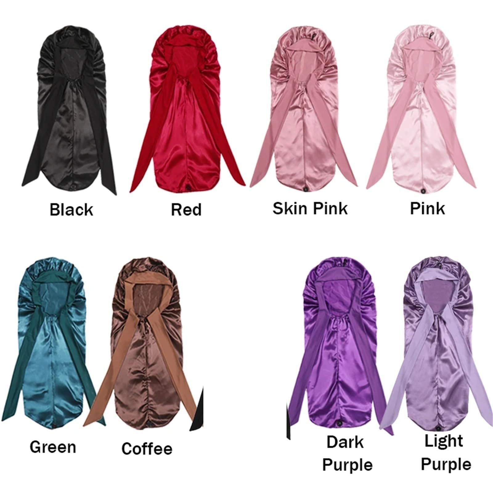 Cuffia in raso lungo morbido e setoso for capelli naturali ricci. for di dimensioni extra large con cravatta for un sonno notturno confortevole per Home(Coffee)