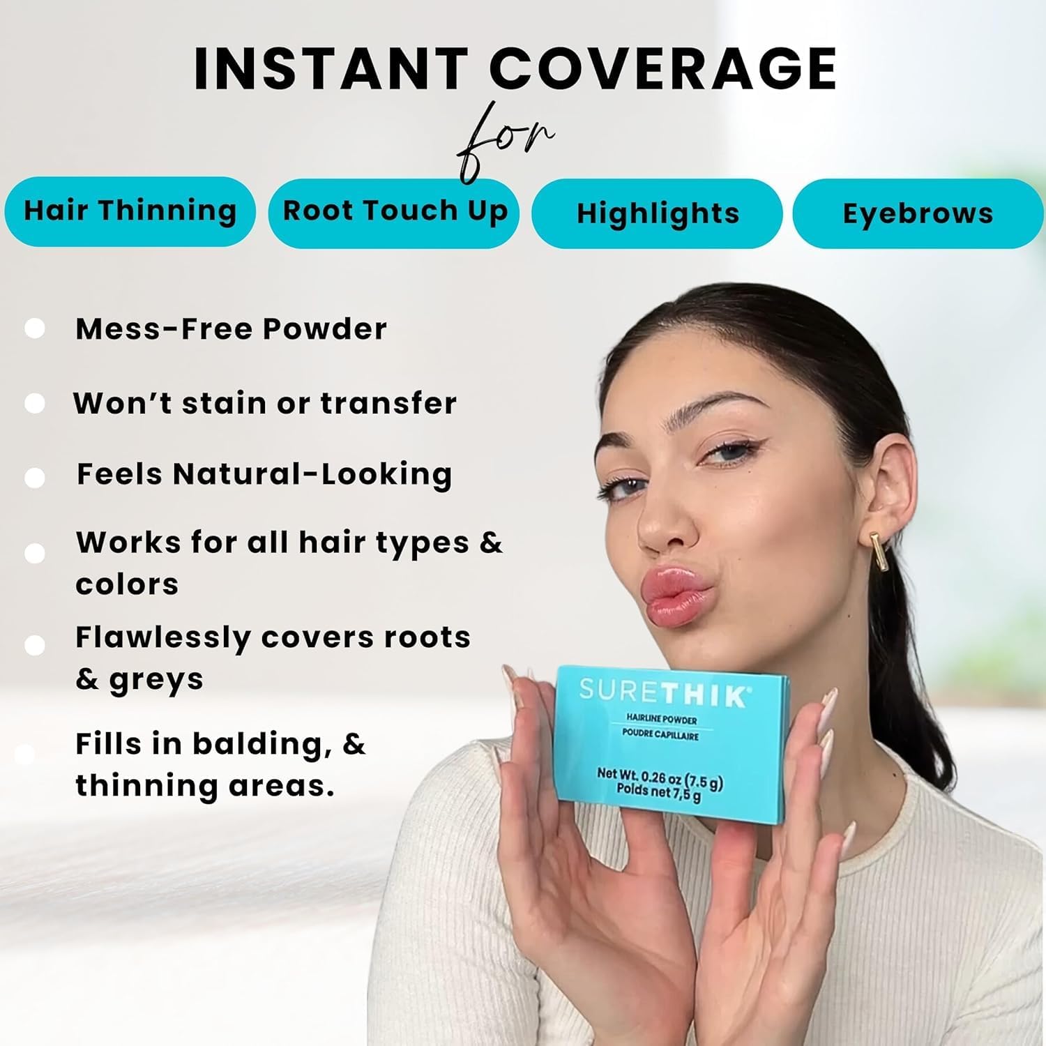 SURETHIK 4-in-1 Premium Hairline Powder Kit - Conceal Thinning Hair, Root Touch-Up, Highlight Refresher & Eyebrow Enhancer for Men and Women (Blonde)