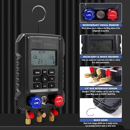 Manómetro digital multifunción para refrigerantes HVAC miniatura 3
