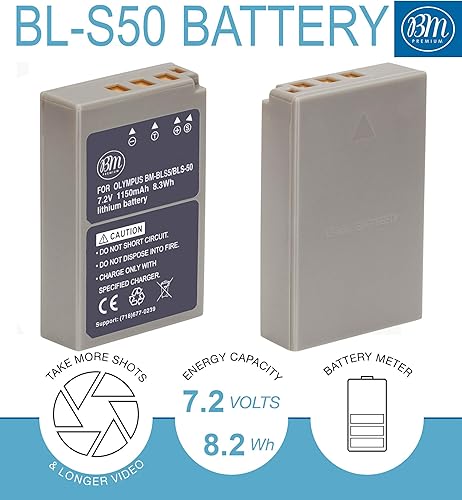 Miniatura 2 de BM Premium BLS-50, PS-BLS5 Batería y cargador para cámaras Olympus OM-5, OM-D E-M5 III, E-M10, E-M10 III, E-M10 IV, E-PL7, E-PL8, E-PL9, E-PL10,