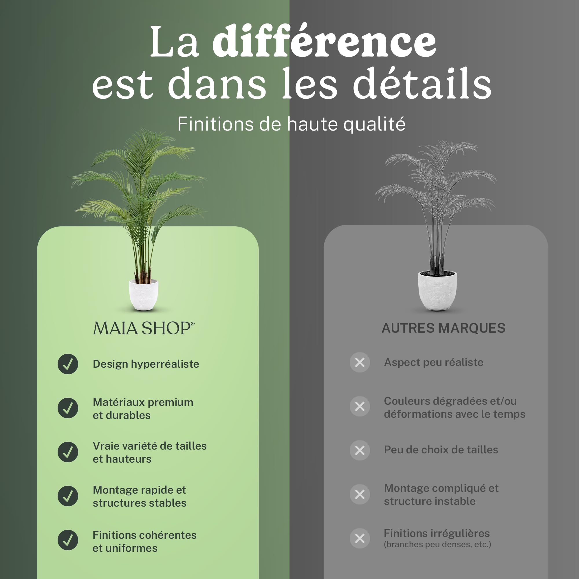 Maia Shop Palmier Areca Artificiel 180 cm - Faux Arbre d'Intérieur