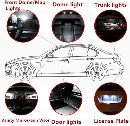Miniatura 10 de Para 2008 3008 301 307 308 408 coche Led interior bombilla reemplazo coche cúpula bombilla kit 7 unids blanco
