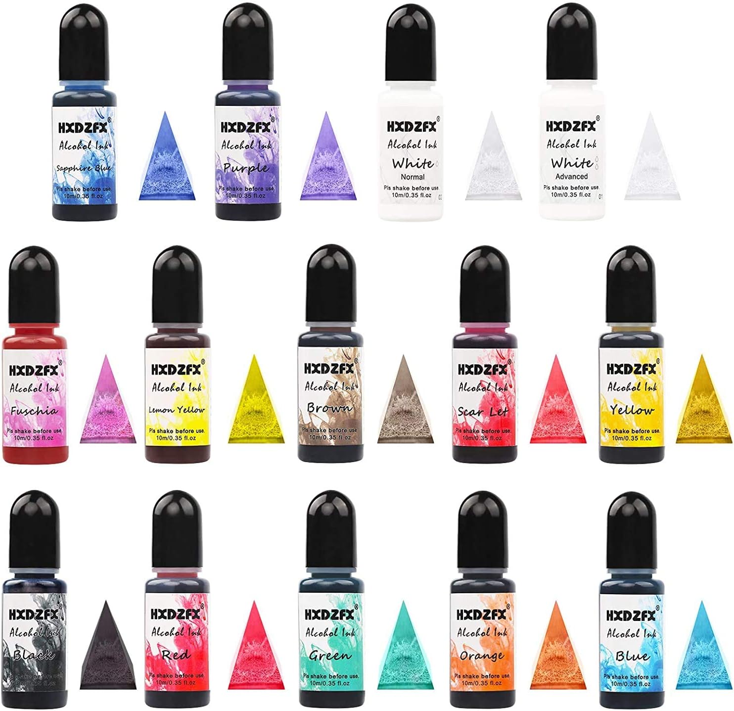 Alcohol Ink Set - 16 Vibrant Colors High Concentrated Drawing Inks, Acid-Free, Fast-Drying and Permanent Based Ink, Epoxy Resin Colour Dye, Alcohol Ink for Resin, Painting, Tumblers, Ceramic (16) : Arts, Crafts & Sewing