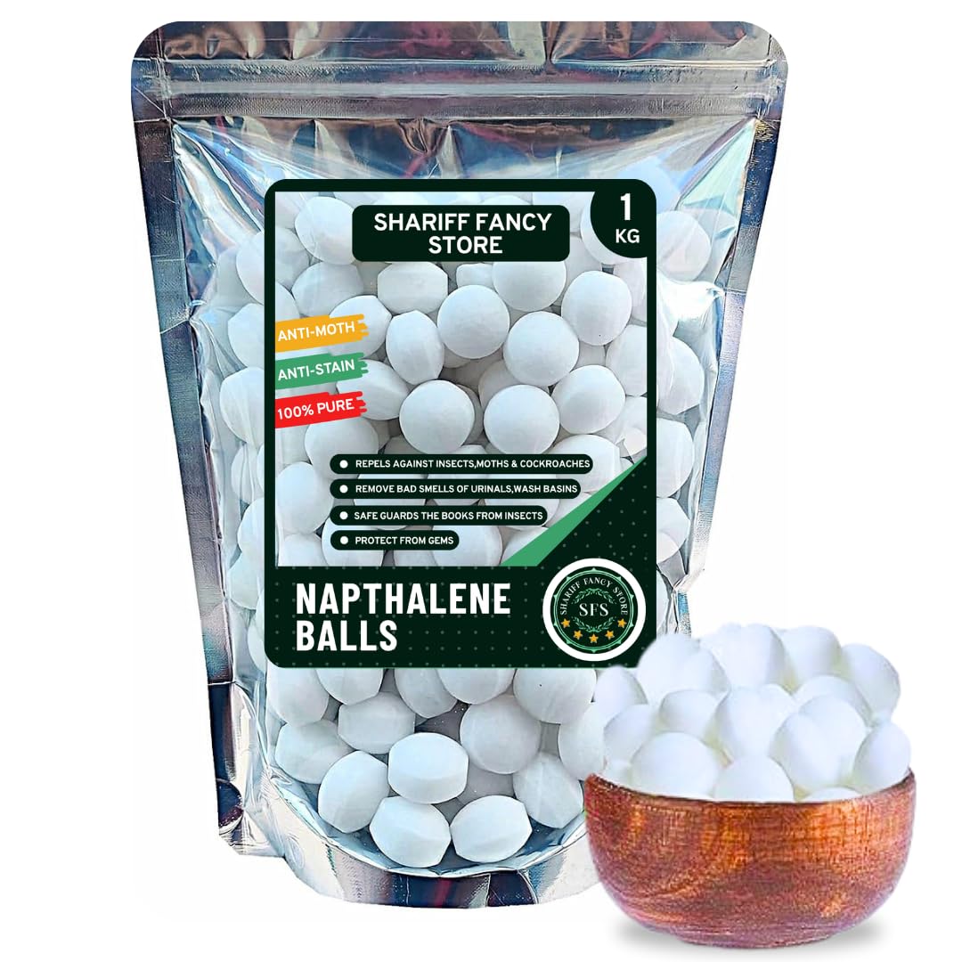 1Kg Naphthalene Balls Big Size,100% Pure A+ Grade, Long-Lasting Freshness, Insect Repellant, Ideal for Cupboards, Bookshelves,Toilets & Protects Clothes from Moths, Mildew,Bad Odors - Pack of 1-image-29