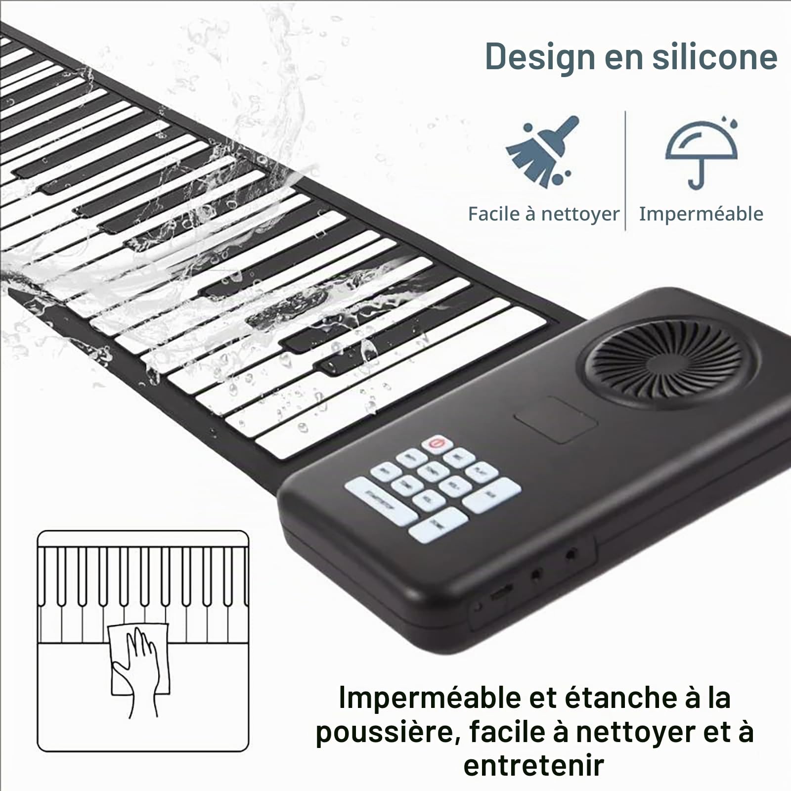 Piano Électronique Portable à 88 Touches, Imperméable à l'Eau, Batterie de Longue Durée, Convient aux Enfants, Adultes et Débutants