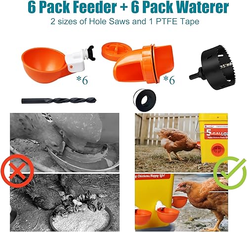 Miniatura 2 de Alimentador automático de pollos sin desperdicios, alimentador automático de aves de corral, juego de comedero y bebedero de pollos para bricolaje,