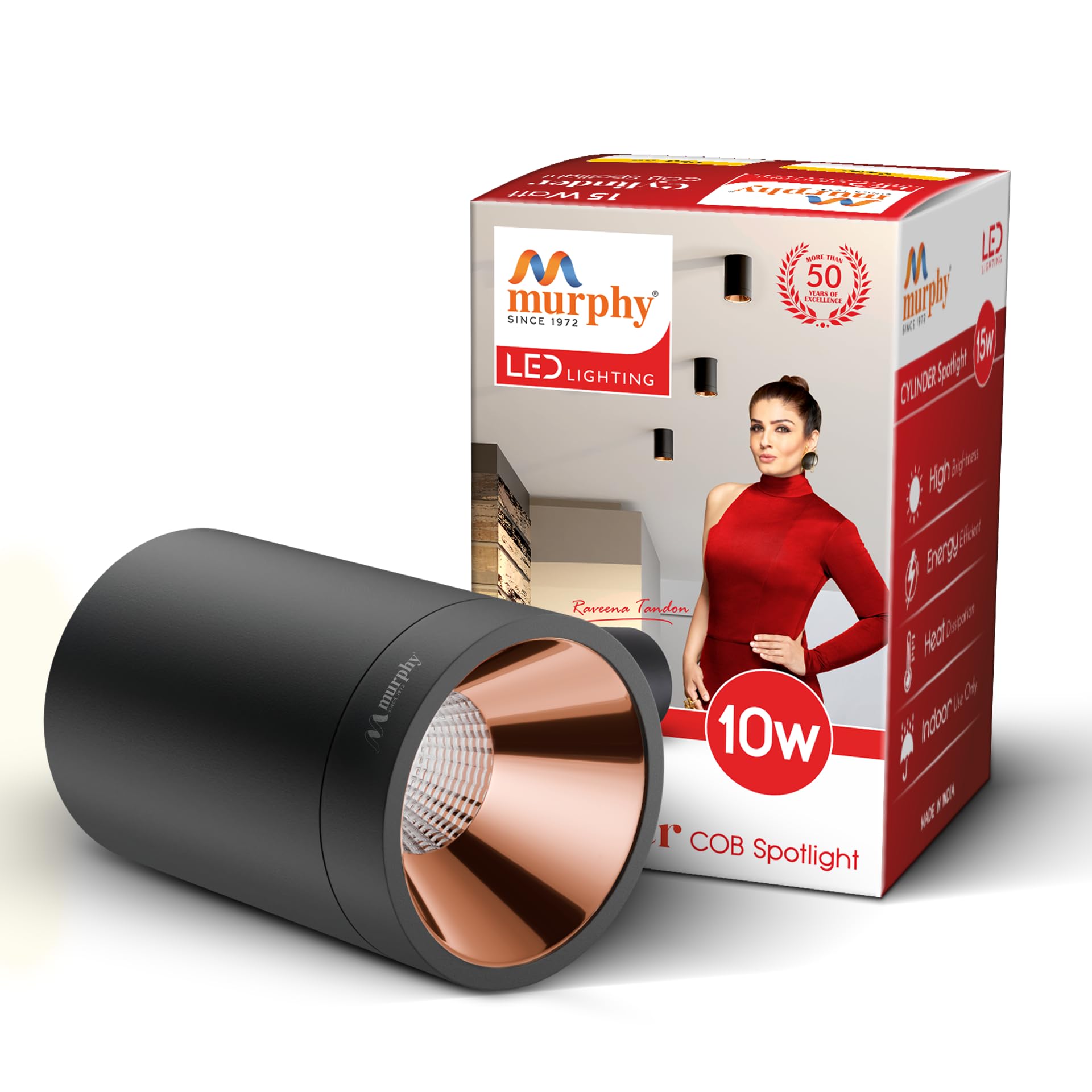 Murphy 10W Black Body Cylindrical Surface Mounted Spot Light Down Light (Warm White, Pack of 1)(Aluminium)