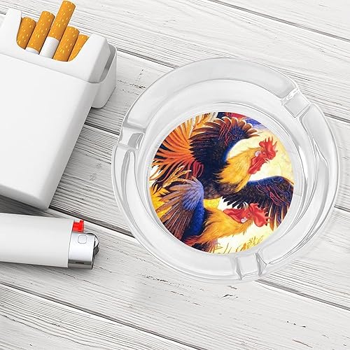 Miniatura 4 de Ceniceros de cristal para fumadores de gallo de la mañana luchando por la mañana, bandeja de cenizas para decoración de escritorio de mesa de