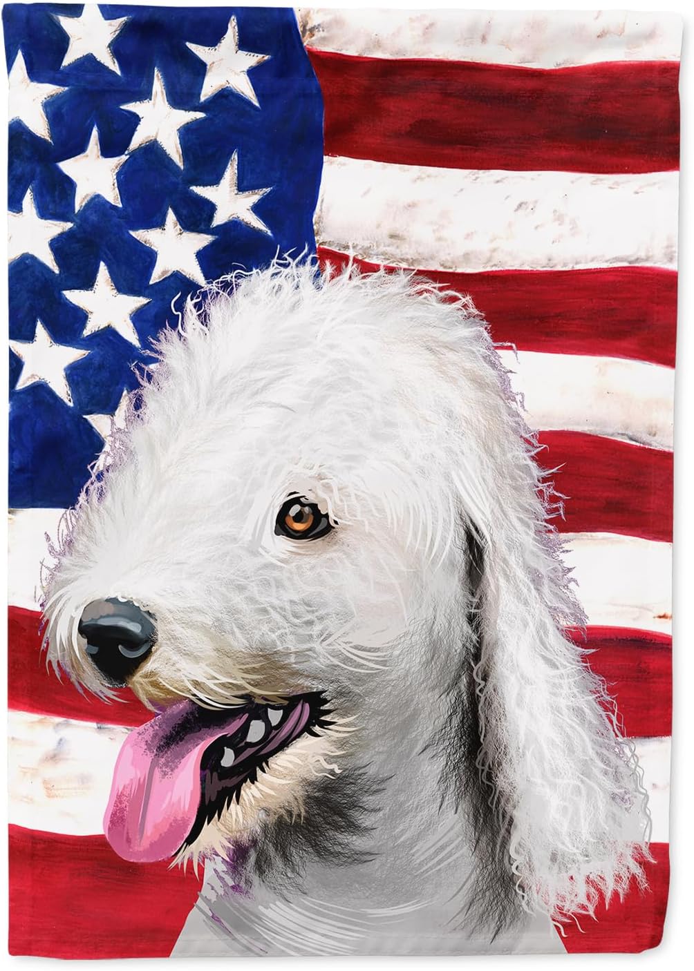 Caroline's Treasures CK6425CHF Bedlington Terrier American Flag House Flag Large Porch Sleeve Pole Decorative Outside Yard Banner Artwork Wall Hanging, Polyester, House Size, Multicolor