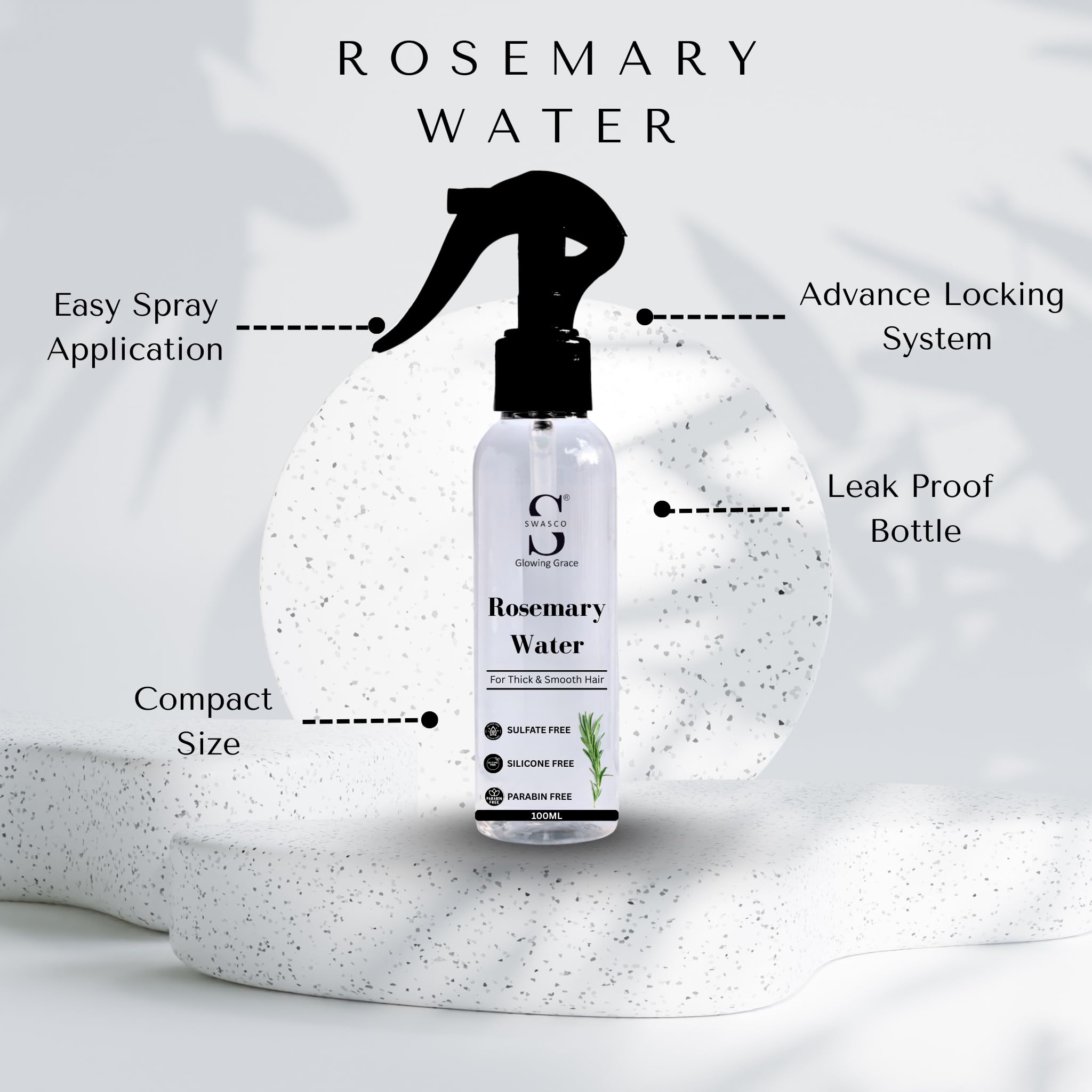 Swasco Rosemary Water Spray for Hair Growth 100 ml | Refreshing Scalp & Hair Mist | Reduces Hairfall | Strengthens Roots | Adds Shine | Chemical-Free & Suitable for All Hair Types 2